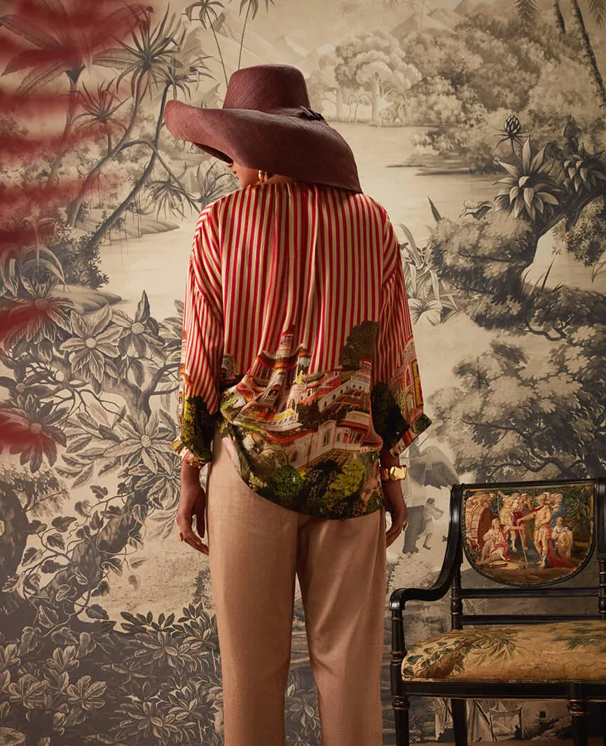 Multicolor striped printed tunic
