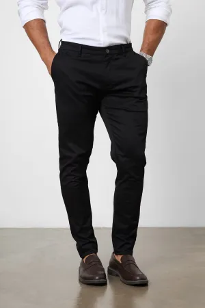 Muscle Fit Cotton Stretch Chino Trouser in Black