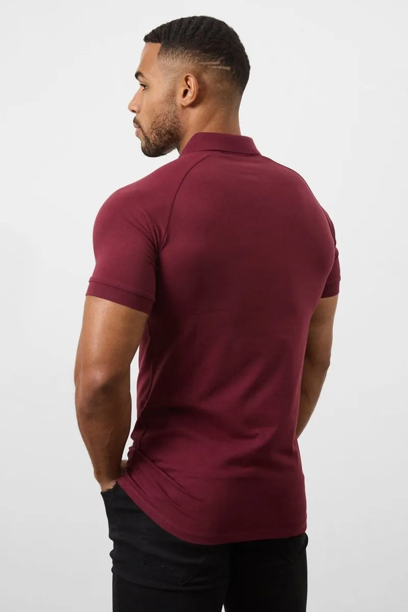 Muscle Fit Polo Shirt In Burgundy