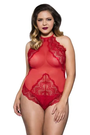 Music Legs Plus Size Teddy 80055Q Red