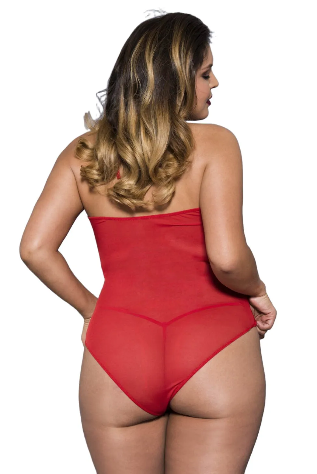 Music Legs Plus Size Teddy 80055Q Red