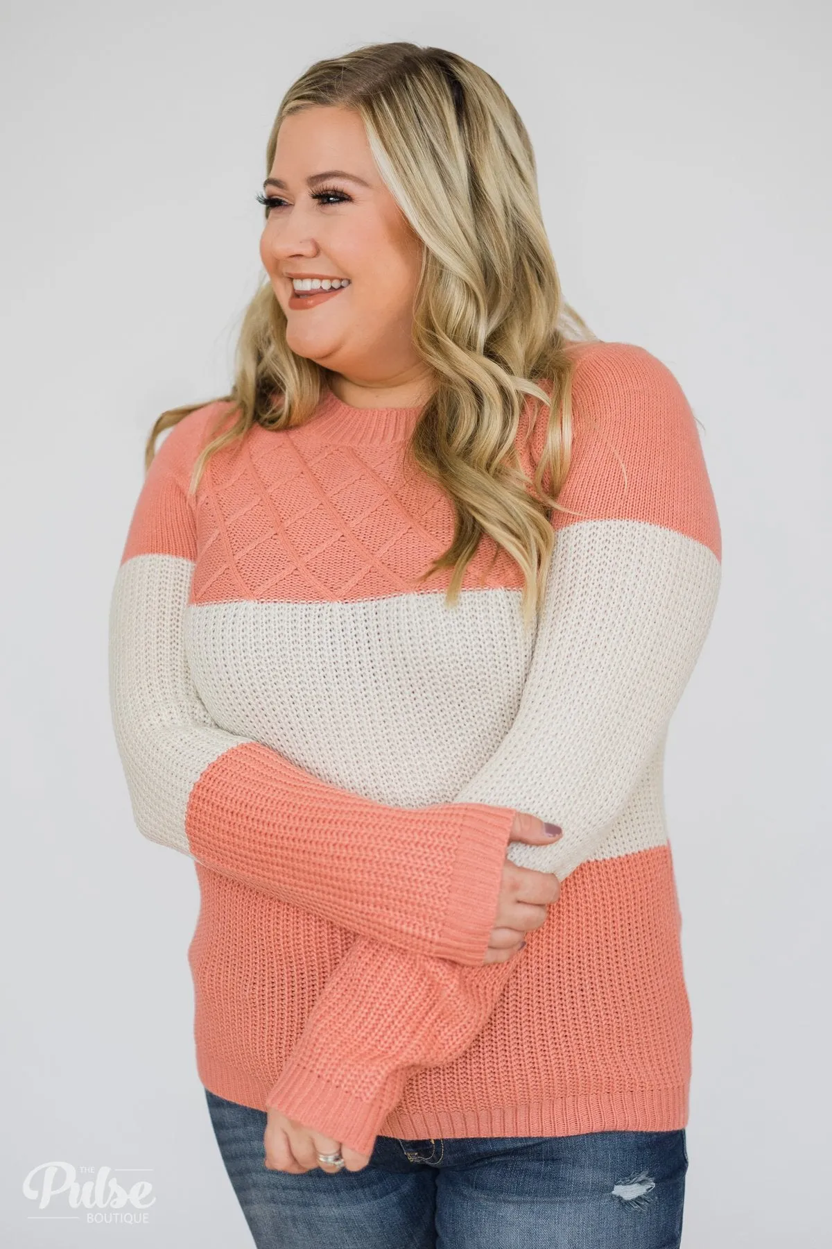 My Kind of Knitted Sweater- Peach & Cream
