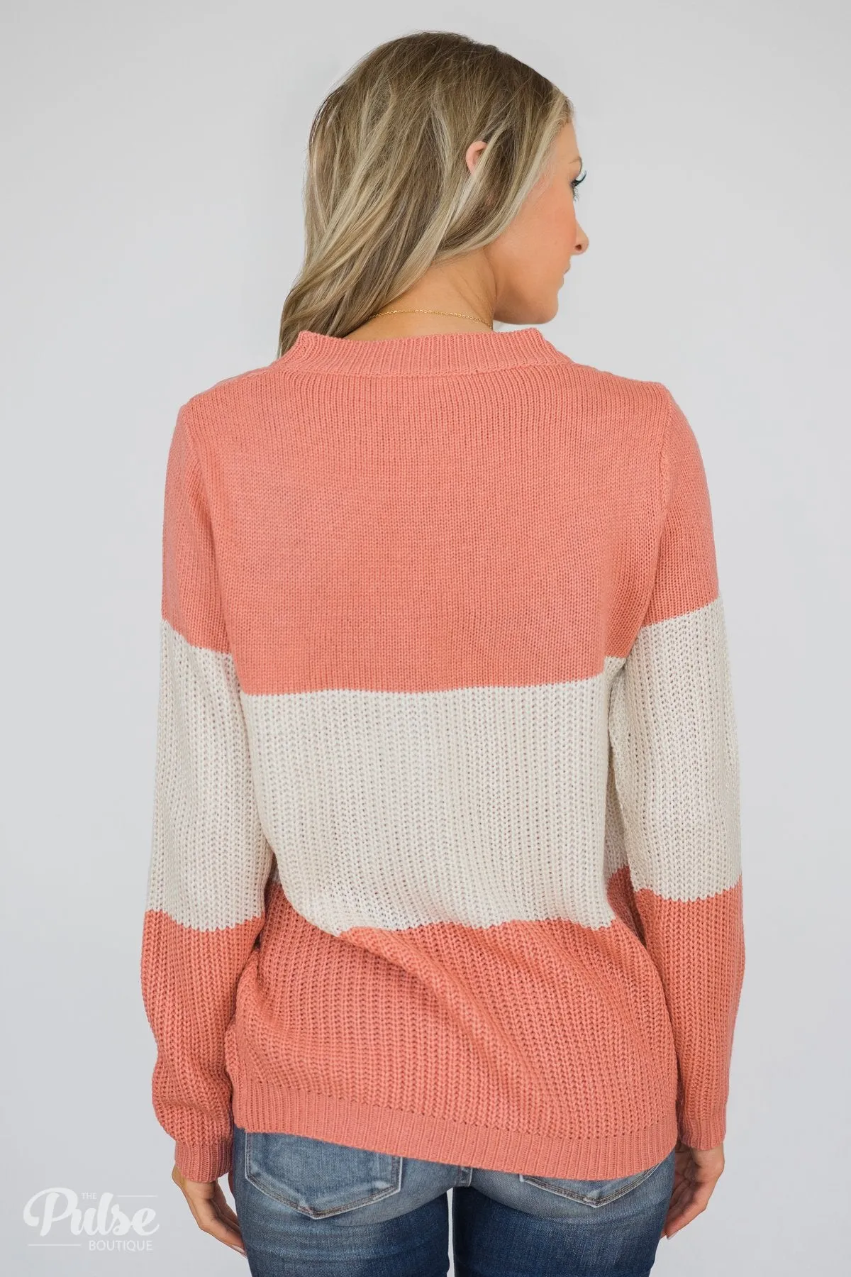 My Kind of Knitted Sweater- Peach & Cream