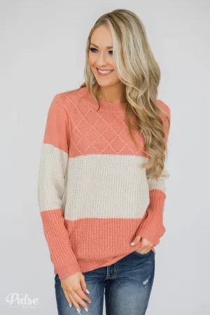 My Kind of Knitted Sweater- Peach & Cream