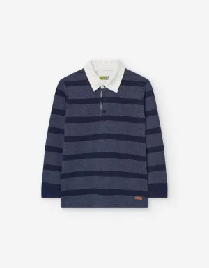 Navy Striped Polo Shirt