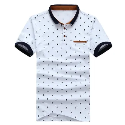 New 2018 Brand POLO Shirt  Men Cotton Fashion Skull Dots Print Camisa Polo Summer Short-sleeve  Casual Shirts MT437