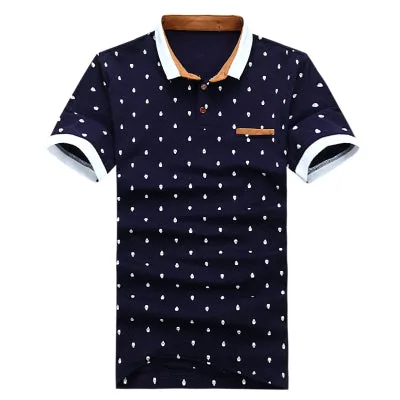 New 2018 Brand POLO Shirt  Men Cotton Fashion Skull Dots Print Camisa Polo Summer Short-sleeve  Casual Shirts MT437