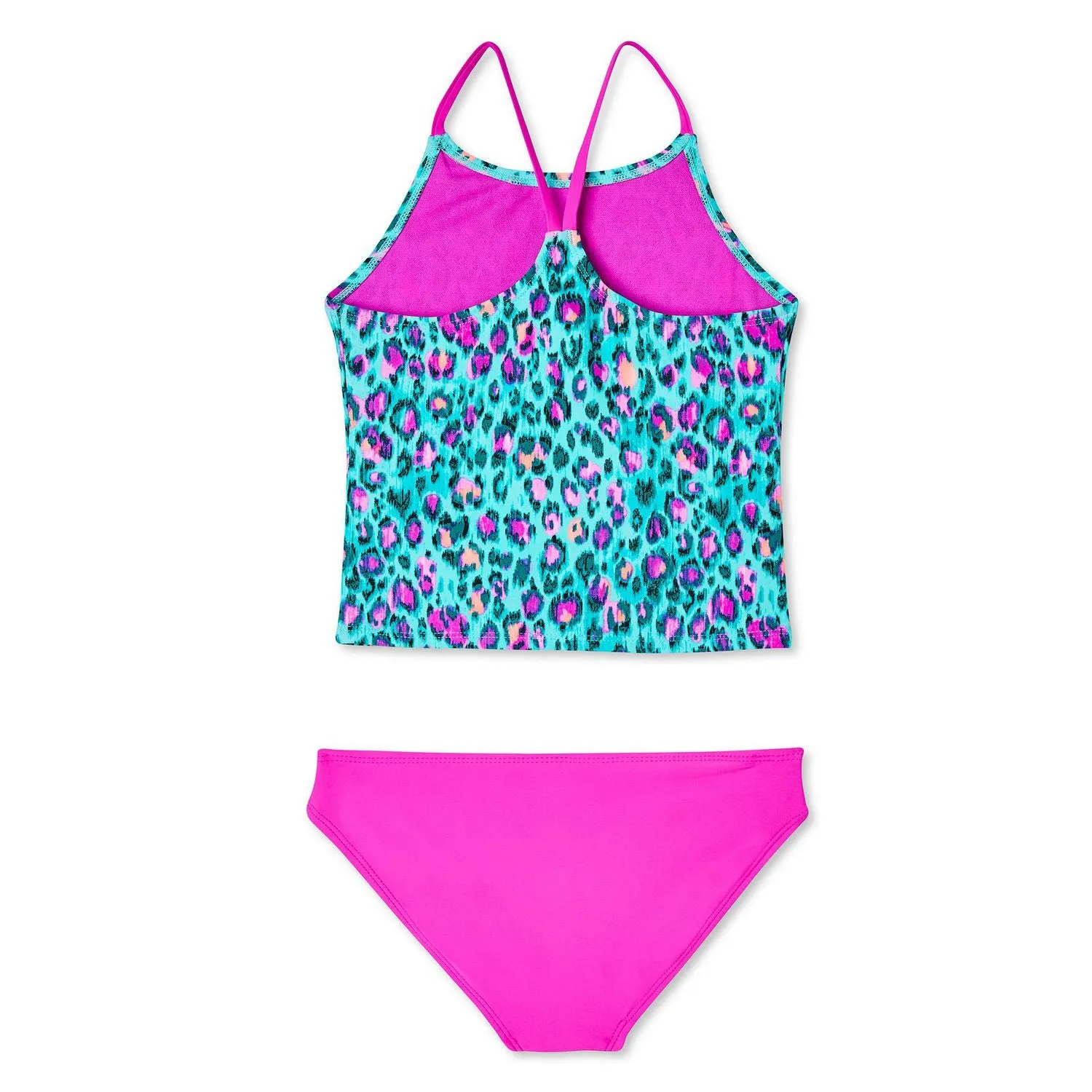 New George Girls' Tankini 2-Piece Swim Set in Turquoise & pink, Sz M 7-8
