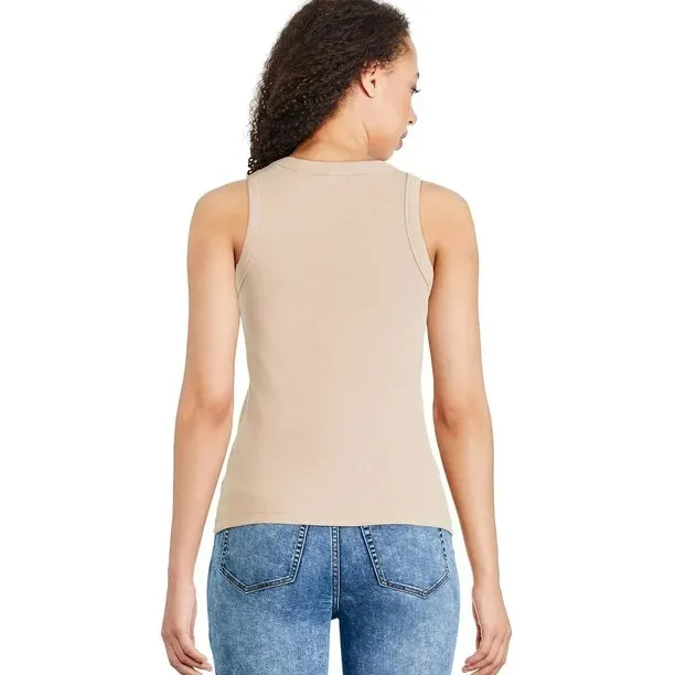 New George Women's High Neckline Rib Tank in Light Taupe, sz XL! Nice stretchy comfy tank!