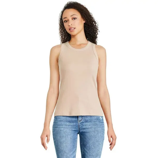 New George Women's High Neckline Rib Tank in Light Taupe, sz XL! Nice stretchy comfy tank!