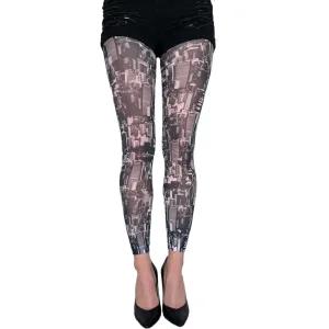 New York Skyline Printed Footless Tights