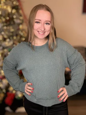 Olive Green Comfy Fit Ribbed Long Sleeve