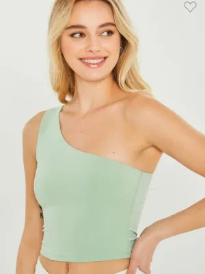 One Shoulder Crop Top-Multiple Colors Availble