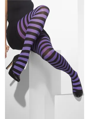 Opaque Tights, Purple & Black  Wholesale