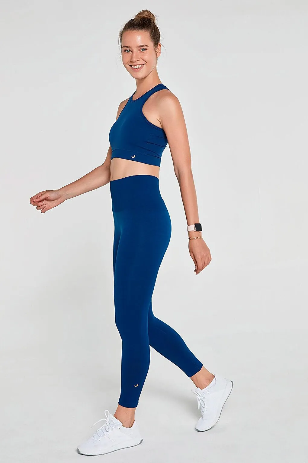 Palmi Melange Patterned High Waist Tights Navy Blue