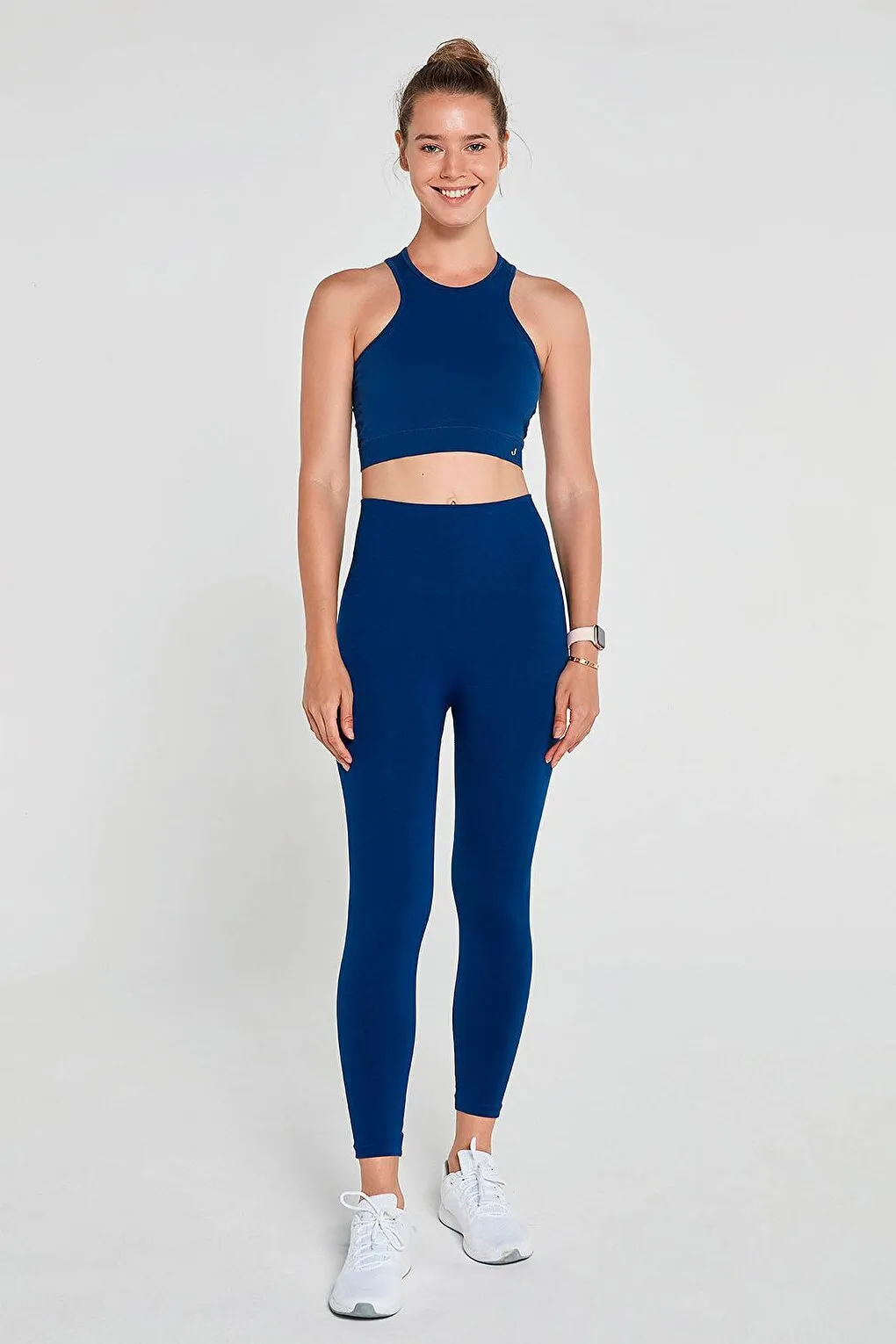 Palmi Melange Patterned High Waist Tights Navy Blue