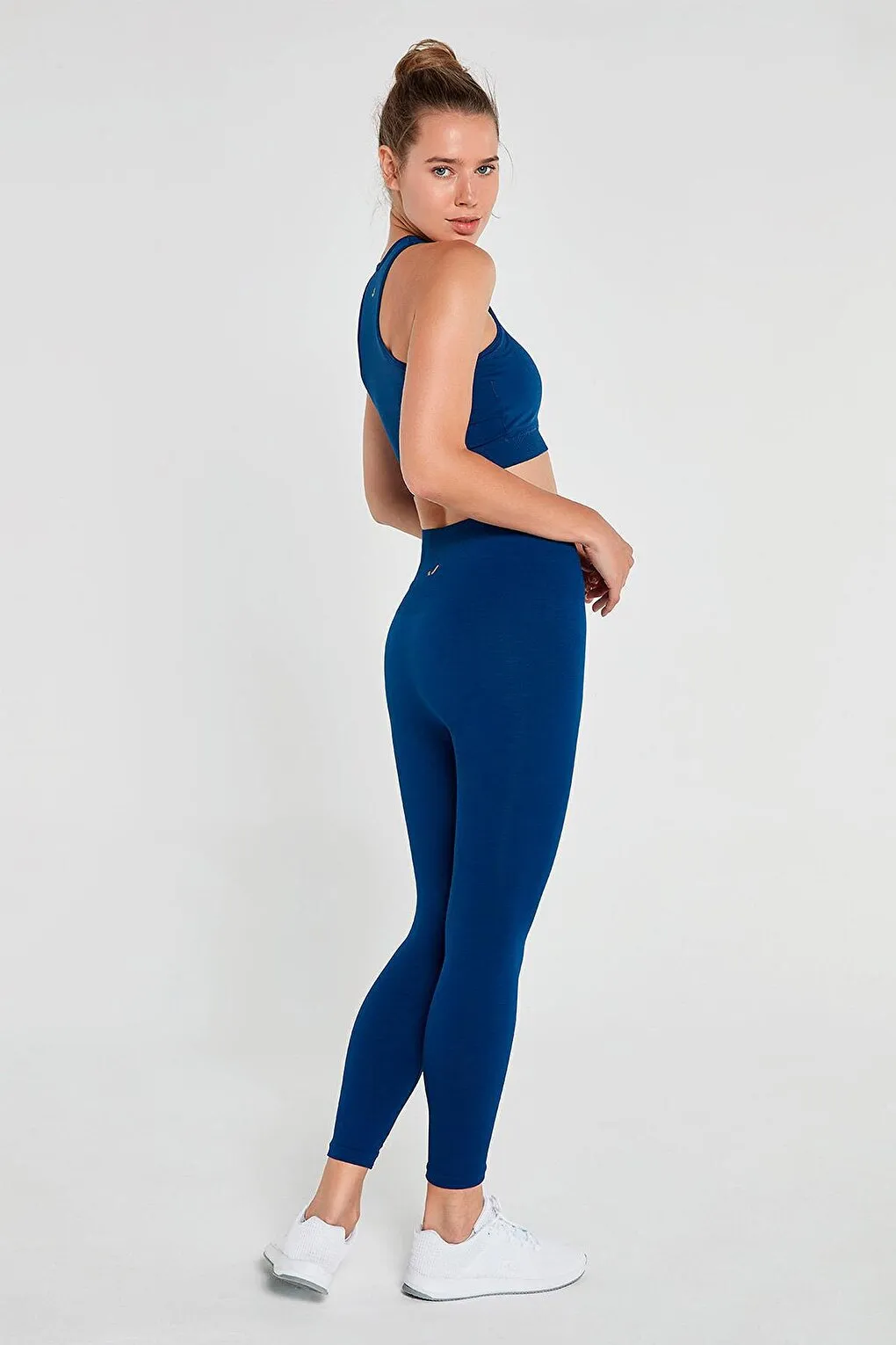 Palmi Melange Patterned High Waist Tights Navy Blue