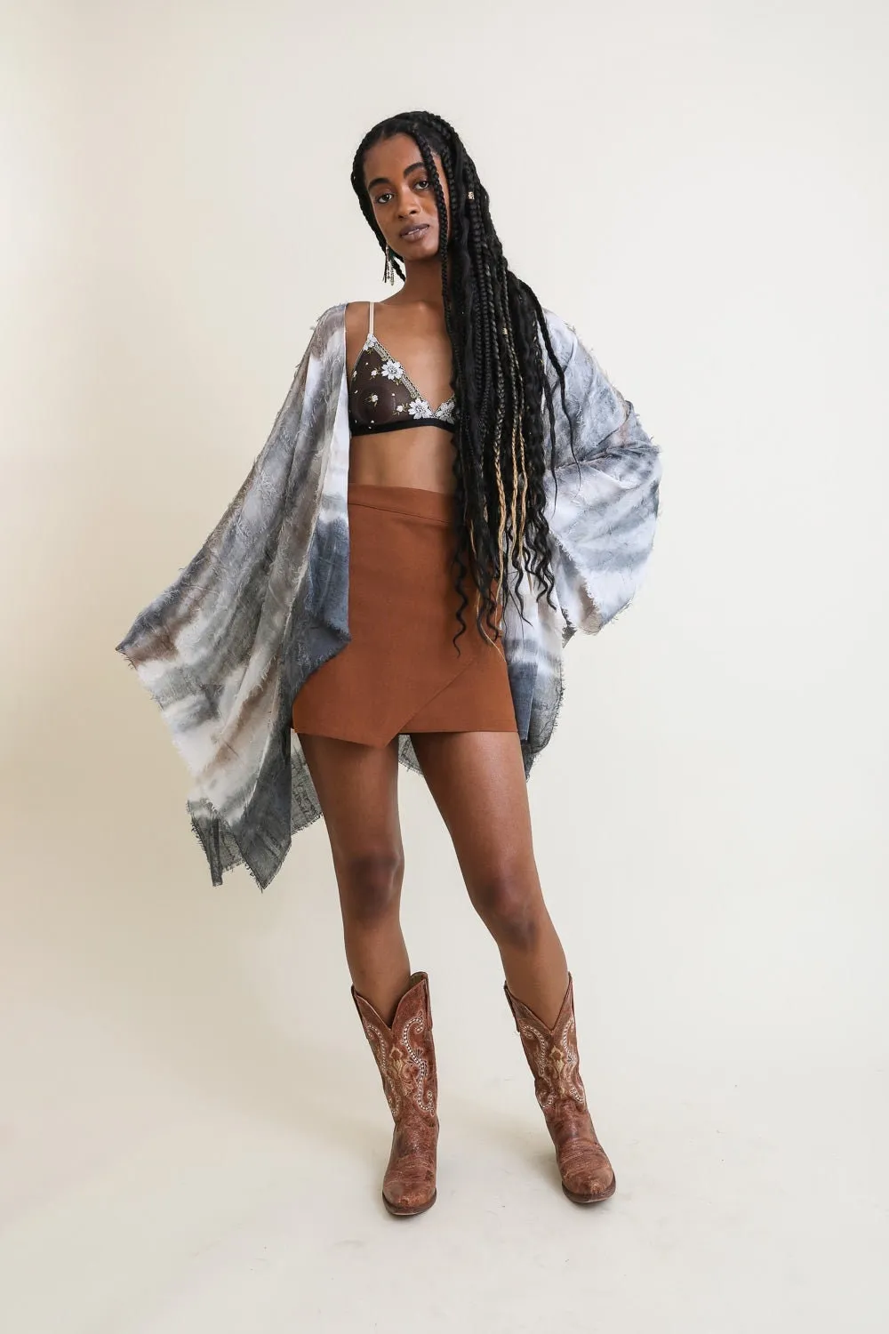 Pastel Color Dip Dye Kimono Duster
