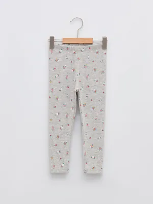 Patterned Cotton Baby Girl Tights with Elastic Waist
