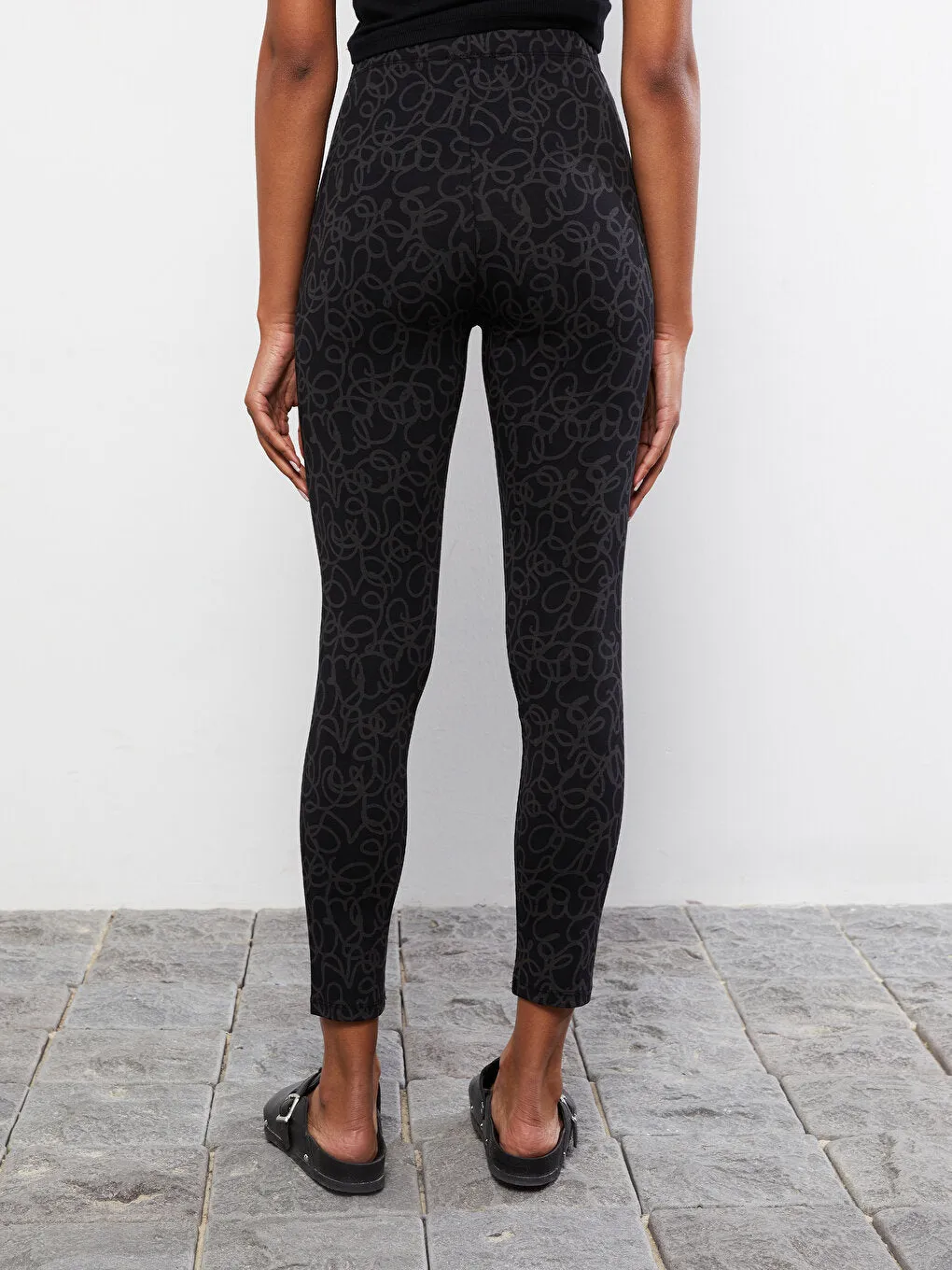 Patterned Cotton Women's Tights with Elastic Waist