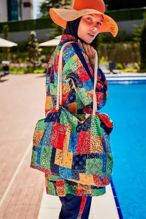 Patterned Fully Covered Hijab Swimsuit R2320
