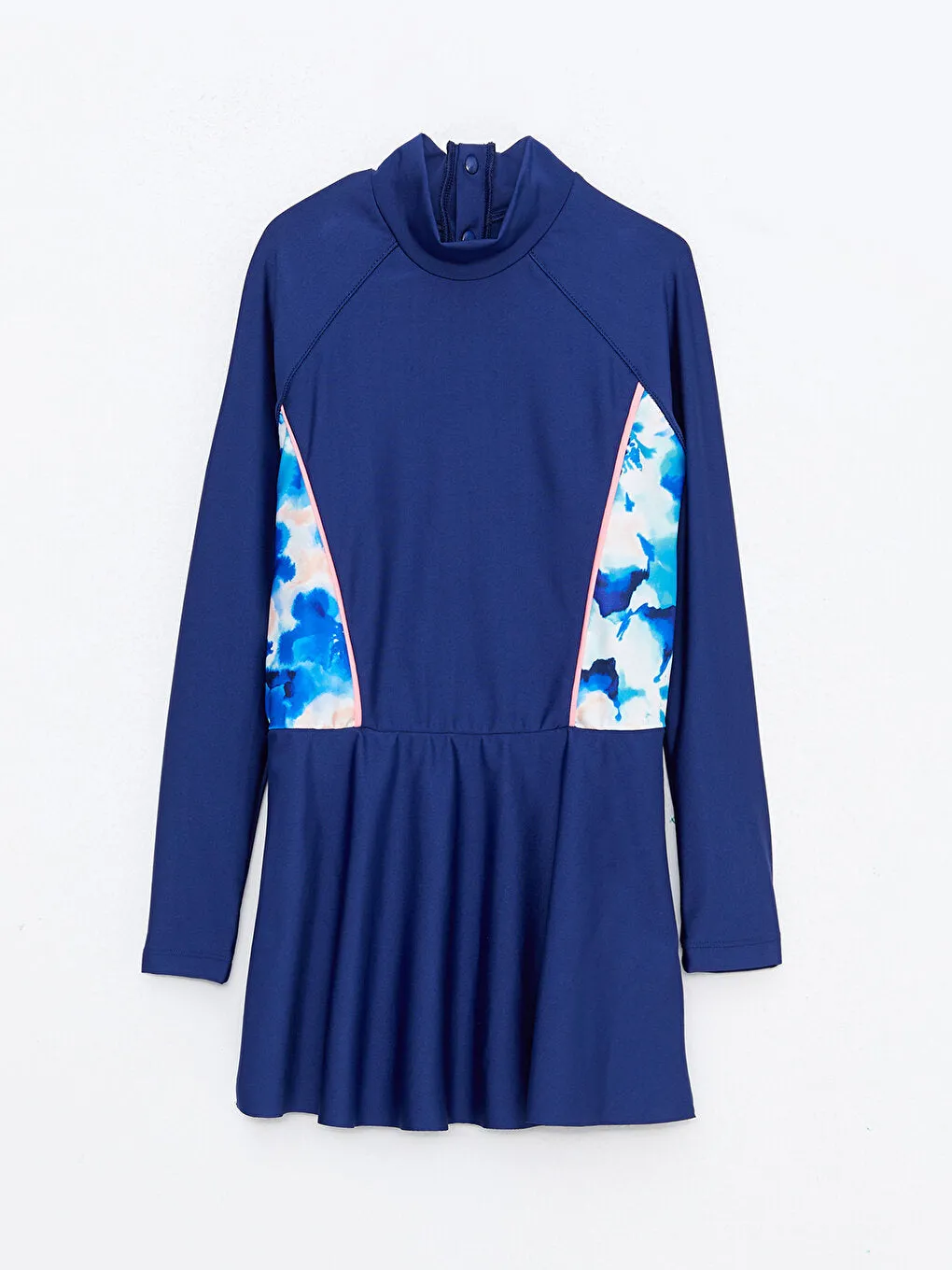 Patterned Long Sleeve Girl's Swimsuit, Tights and Bonnet