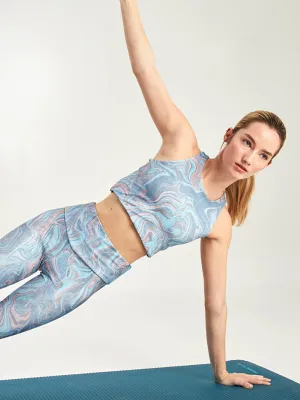 Patterned Women's Sports Tights with Elastic Waist