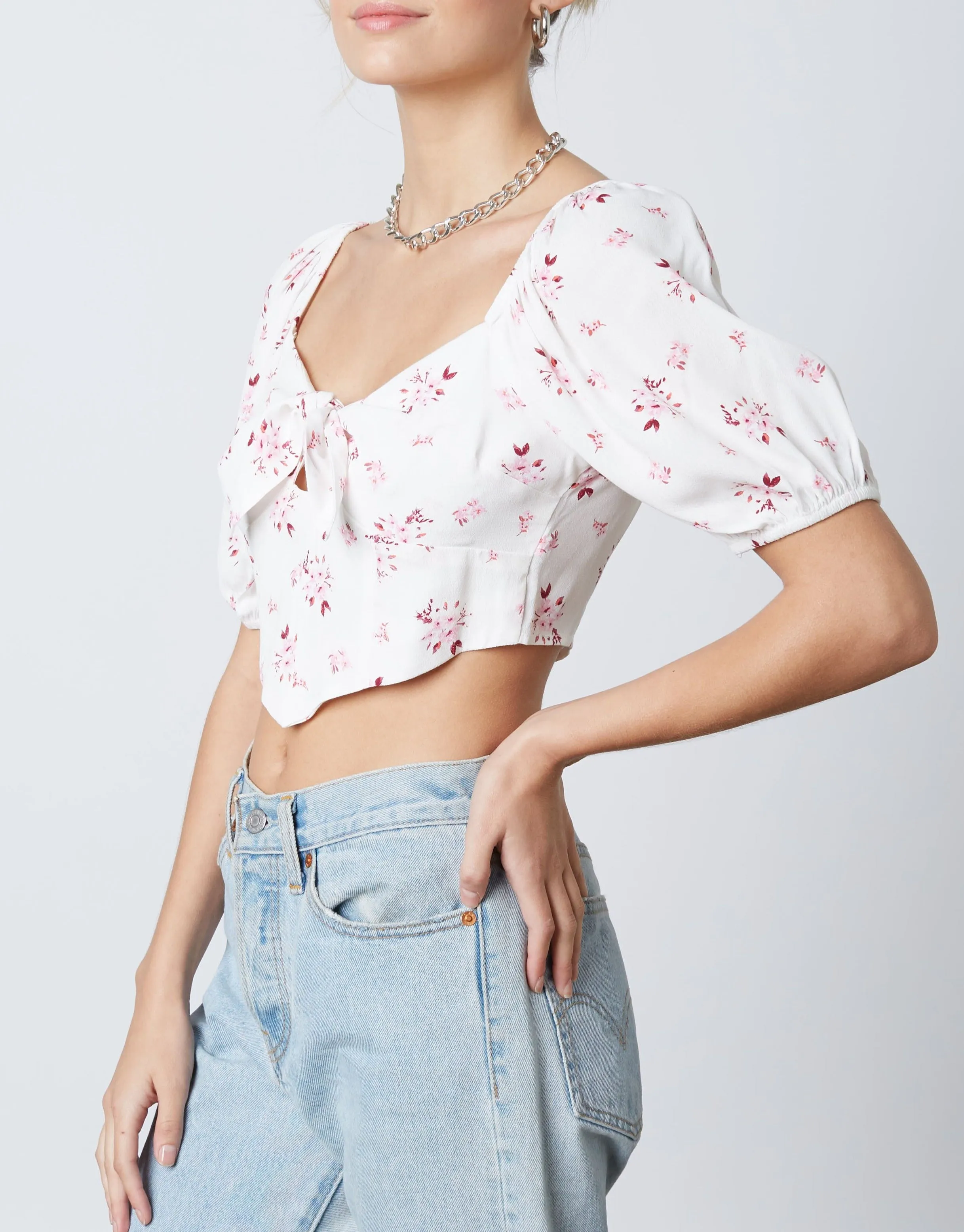 Peasant Balloon Sleeve Bandana Crop Top