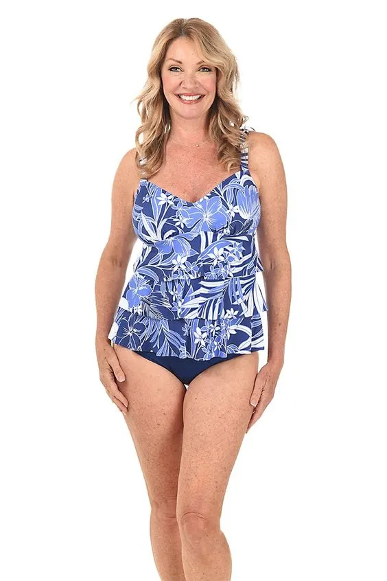 PENBROOKE- WOMEN'S TRIPLE TIER IN MY BLUES TANKINI