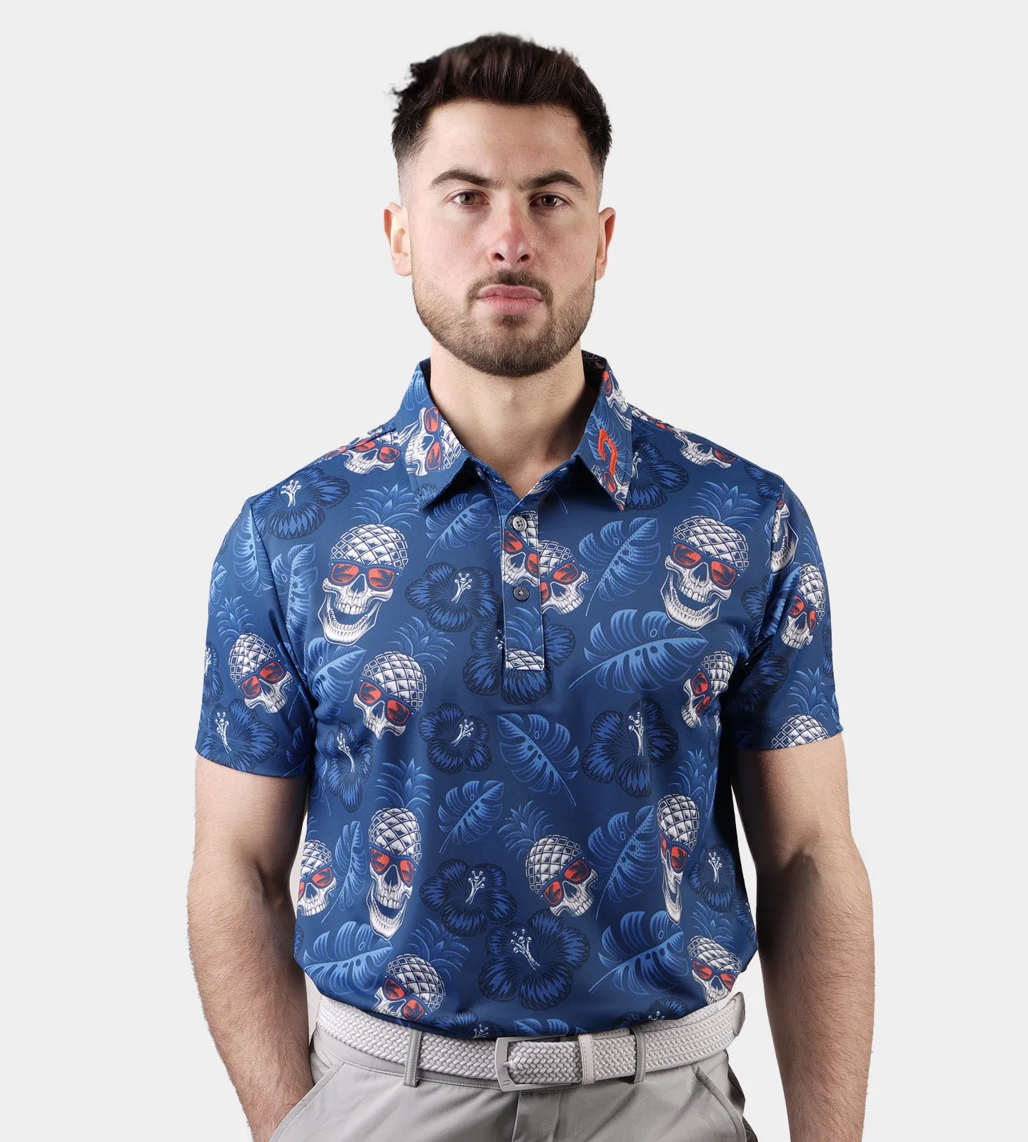 PINEAPPLE SKULLZ 2.0 POLO - NAVY / ORANGE