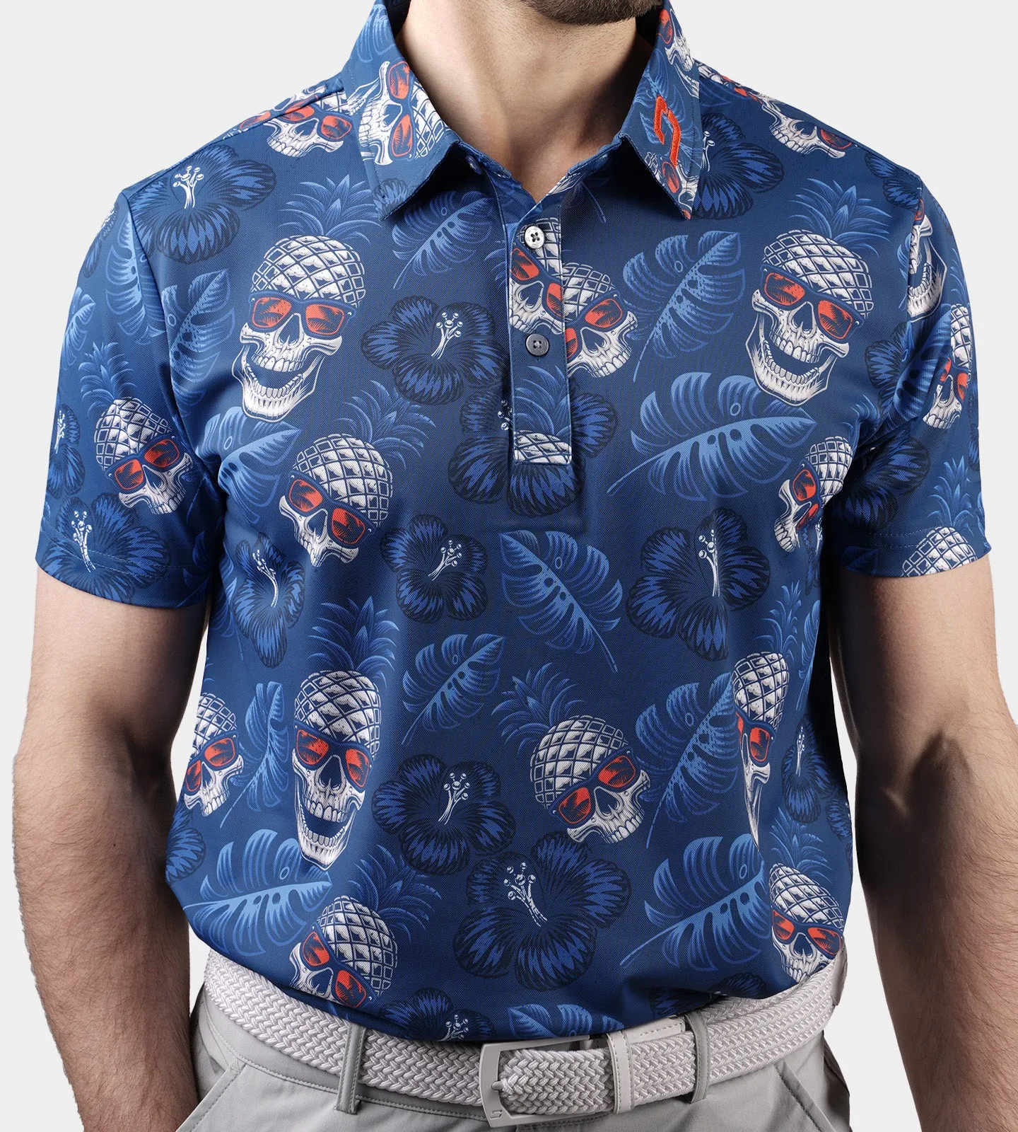 PINEAPPLE SKULLZ 2.0 POLO - NAVY / ORANGE