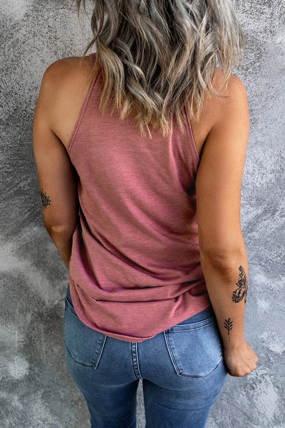 Pink Color Crew Neck Tank Top