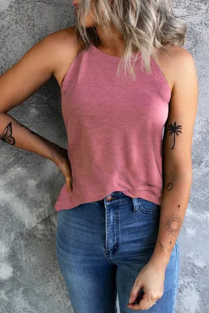 Pink Color Crew Neck Tank Top