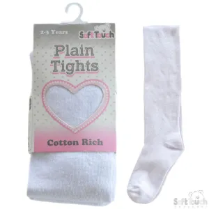 Plain White Cotton Tights - 5-6 Years - T80-W