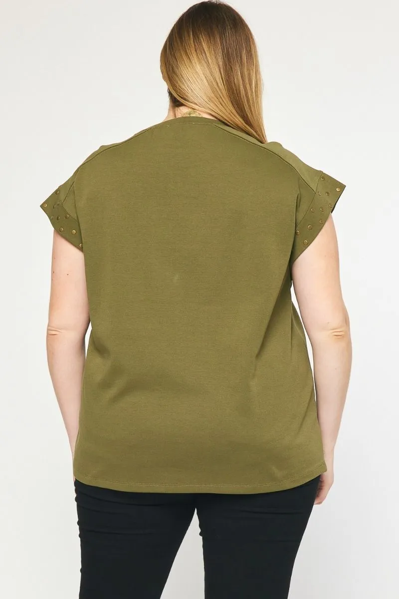 PLUS Short sleeve top featuring stud detail