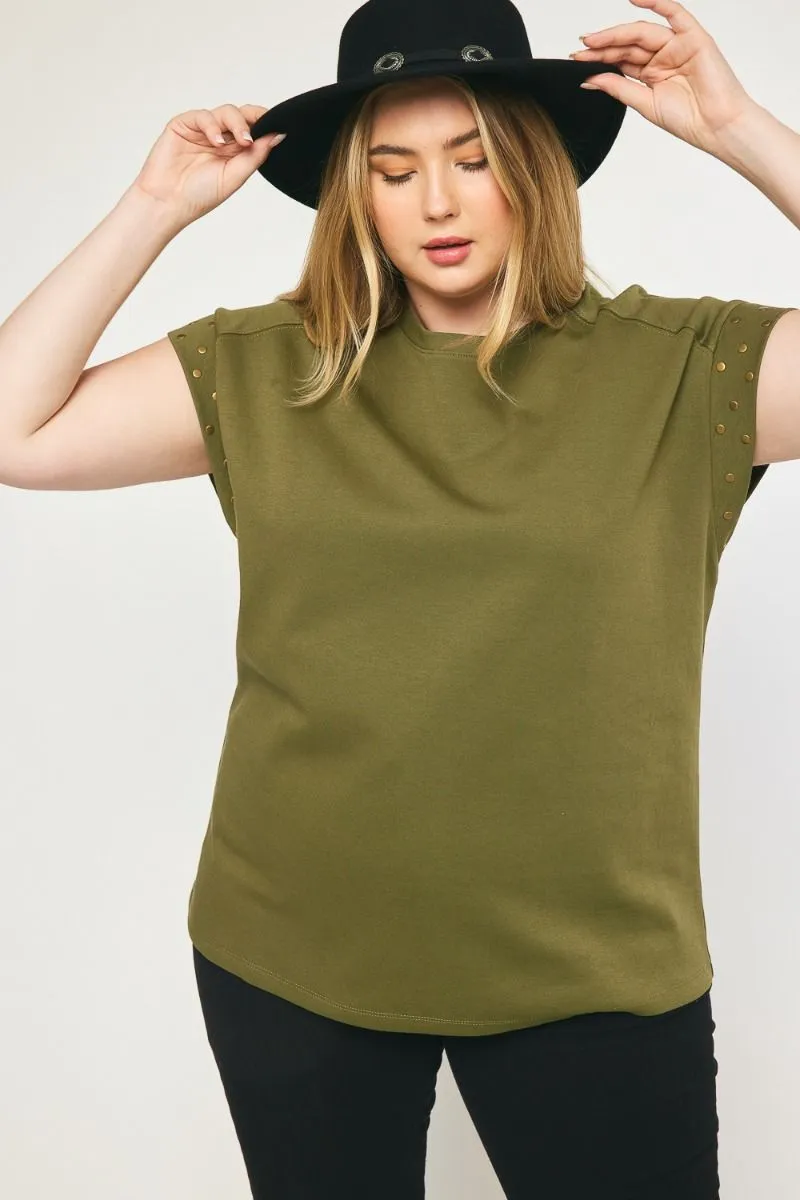 PLUS Short sleeve top featuring stud detail