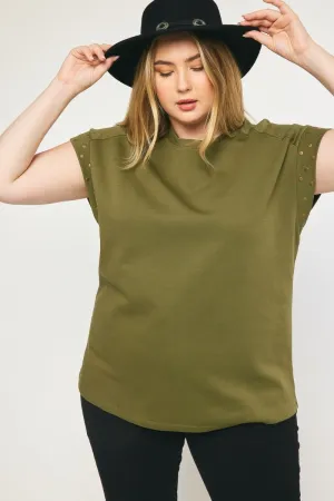 PLUS Short sleeve top featuring stud detail