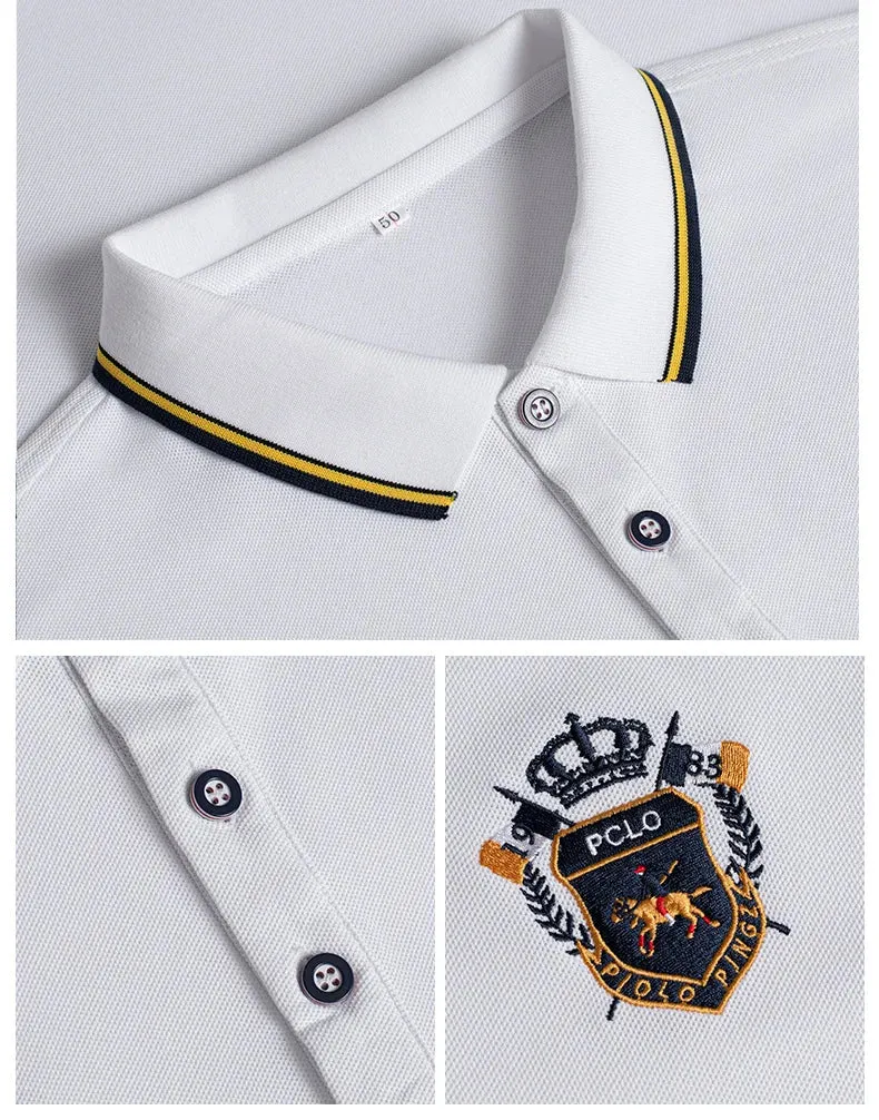 Polo manche longue haute couture été 2024 / 2024 New Autumn Embroidered Polo Shirt Men's Luxury Top Lapel Long Sleeve T-shirt Fashion Anti-wrinkle Men Spring Streetwear
