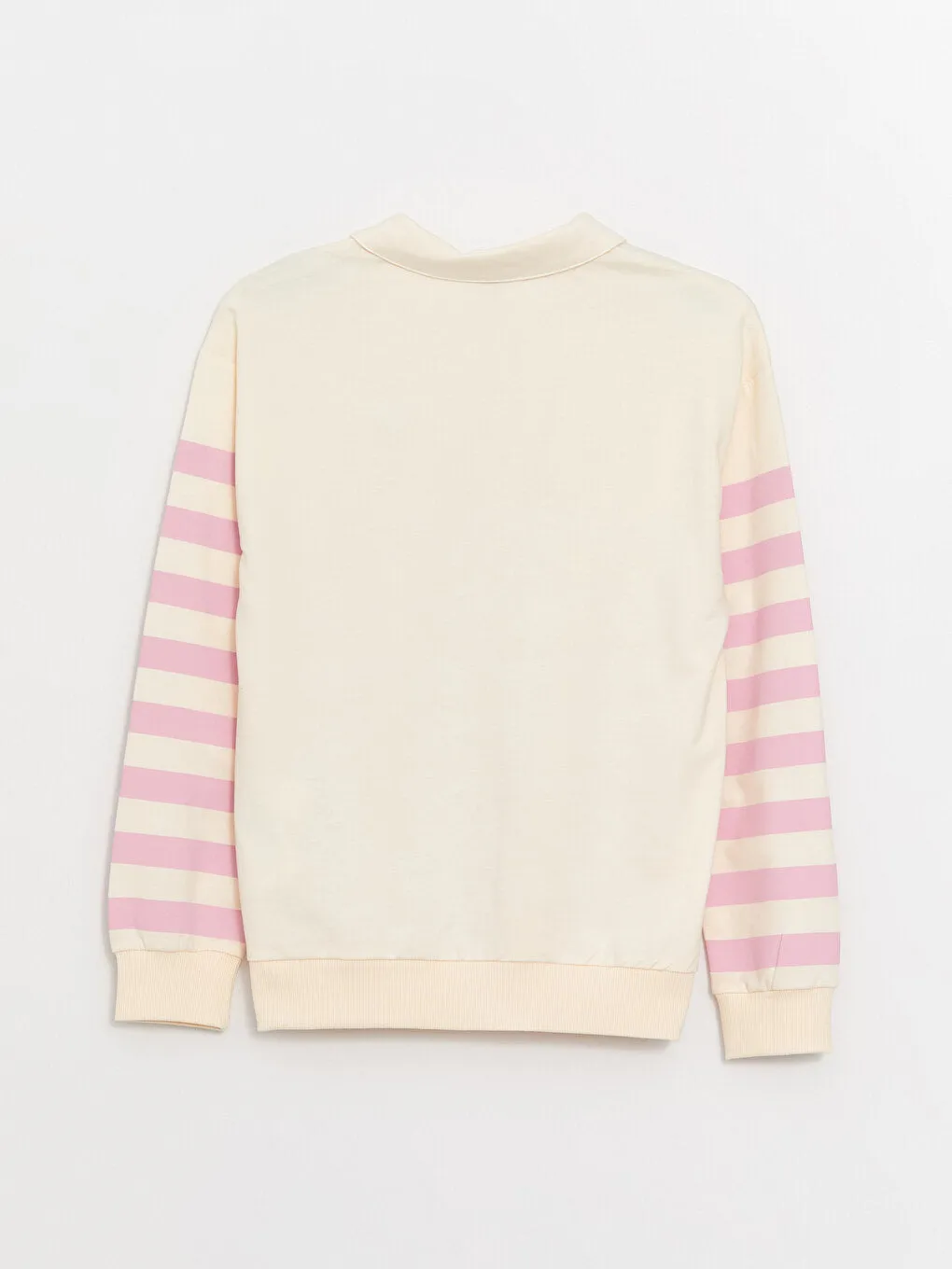 Polo Neck Striped Long Sleeve Girls Sweatshirt