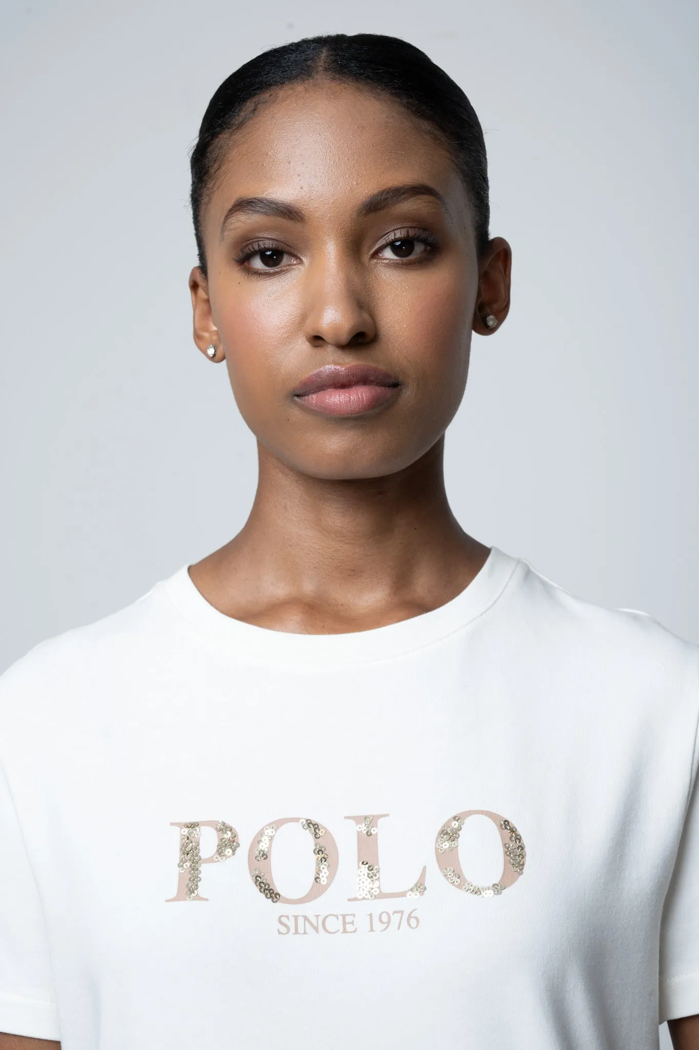Polo Women Ash Short Sleeve Logo T Shirt Off White
