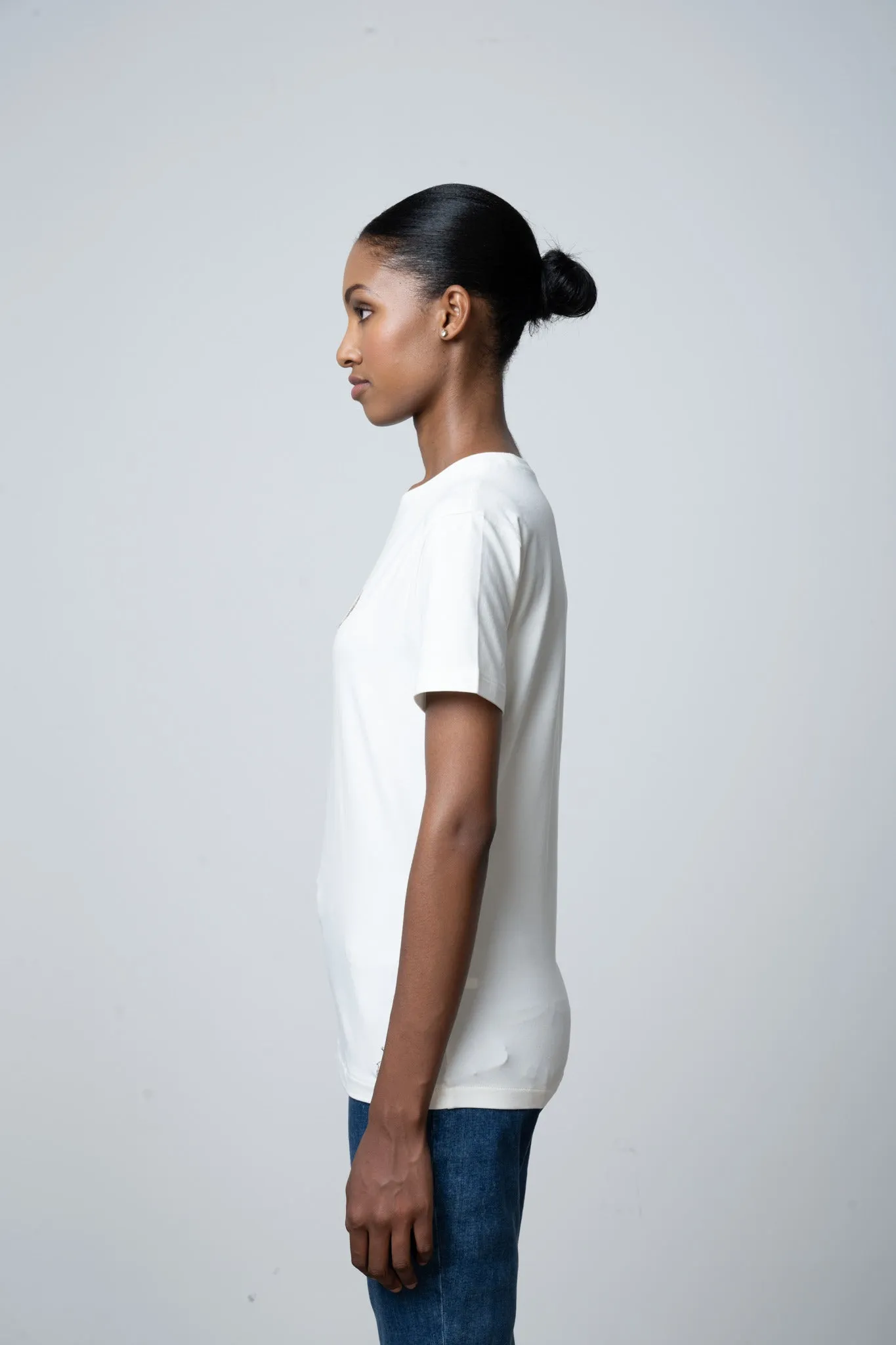 Polo Women Ash Short Sleeve Logo T Shirt Off White