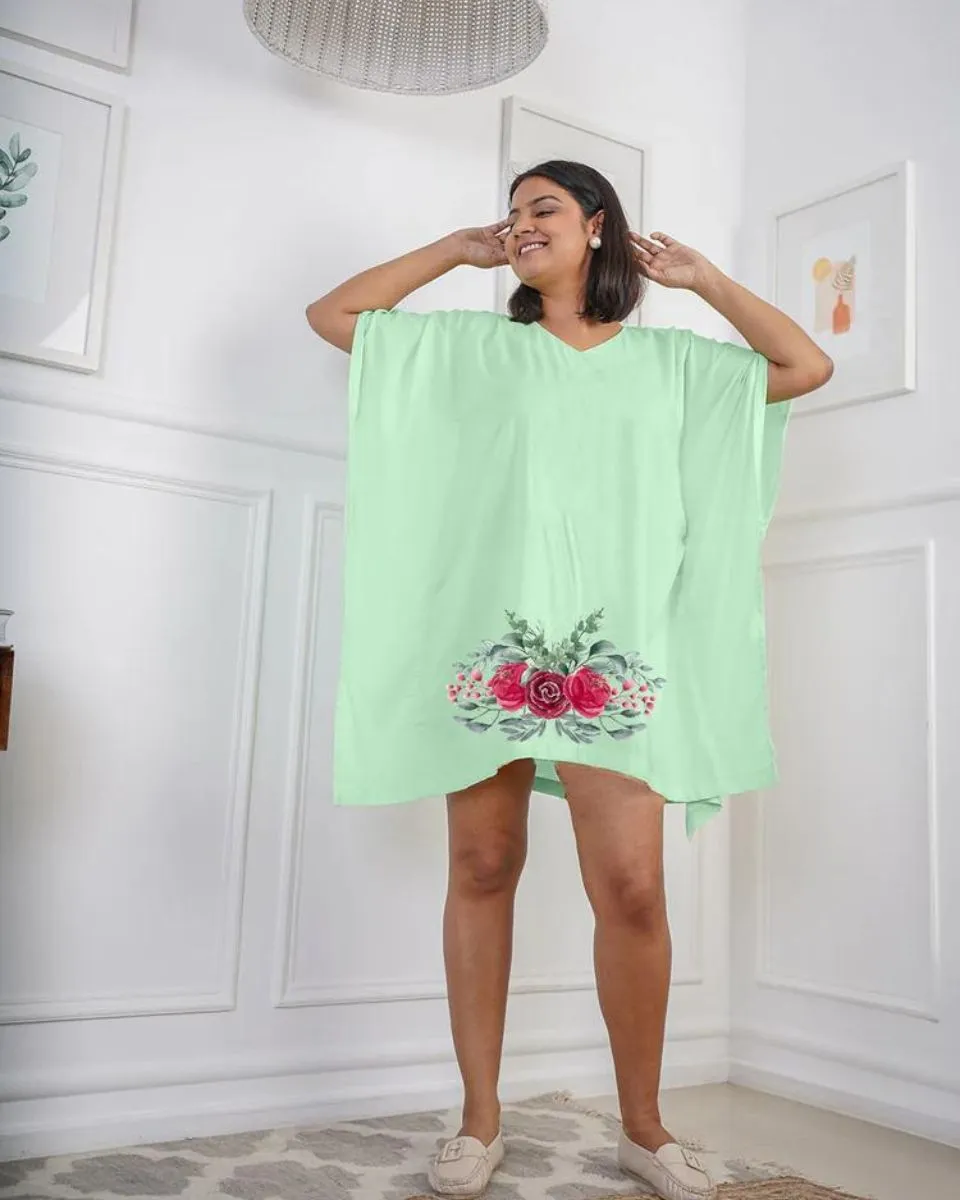 Precious Mint Cotton Blend Plus Size Tunic Top For Women