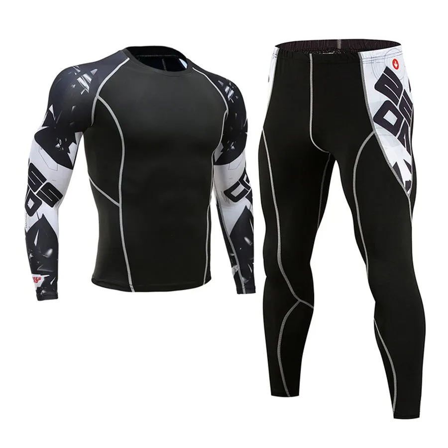 Premium Men’s Compression Sportswear Set – Gym Tights & Rashguard, Workout & Running Tracksuit, Training Clothes for Jogging