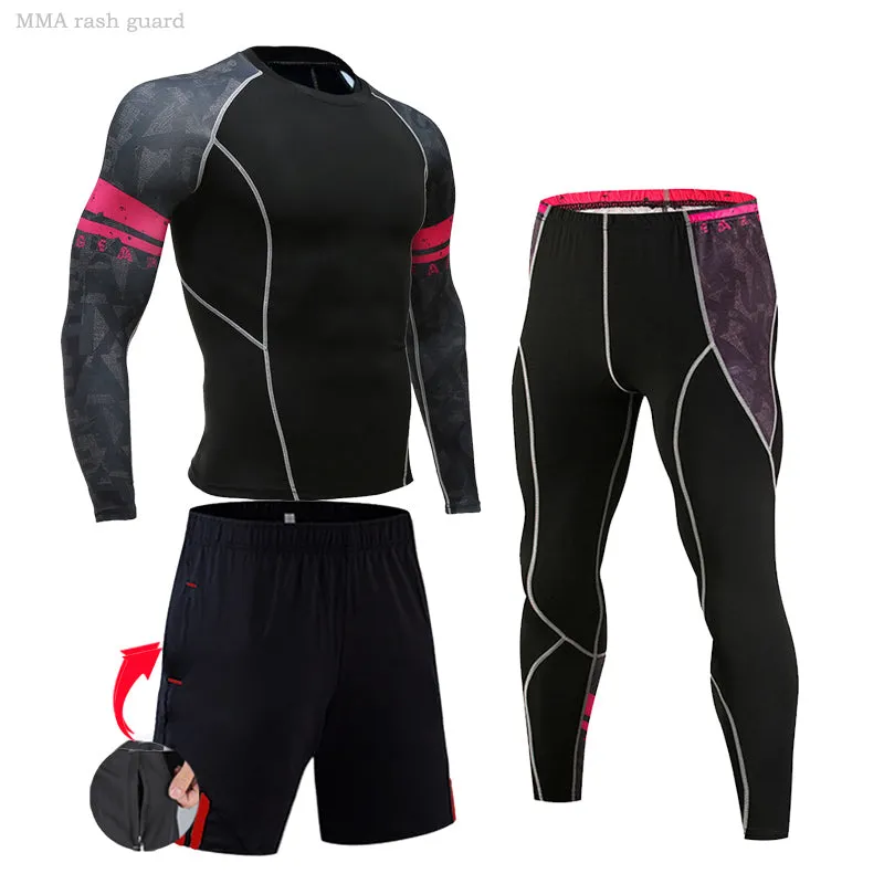 Premium Men’s Compression Sportswear Set – Gym Tights & Rashguard, Workout & Running Tracksuit, Training Clothes for Jogging