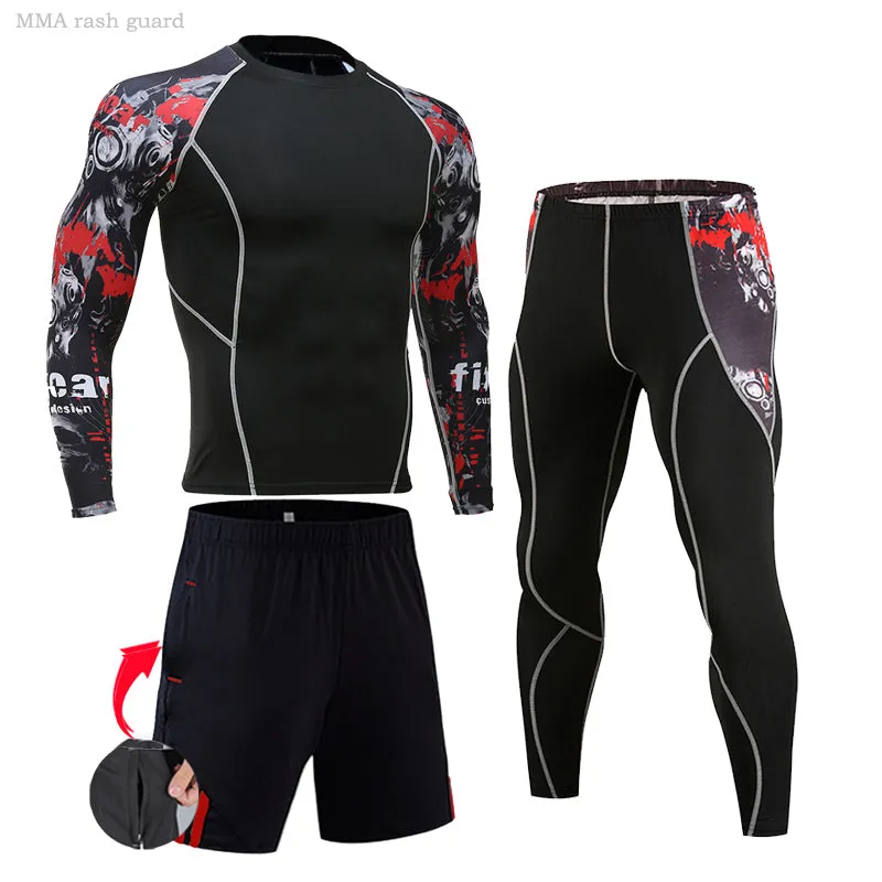 Premium Men’s Compression Sportswear Set – Gym Tights & Rashguard, Workout & Running Tracksuit, Training Clothes for Jogging