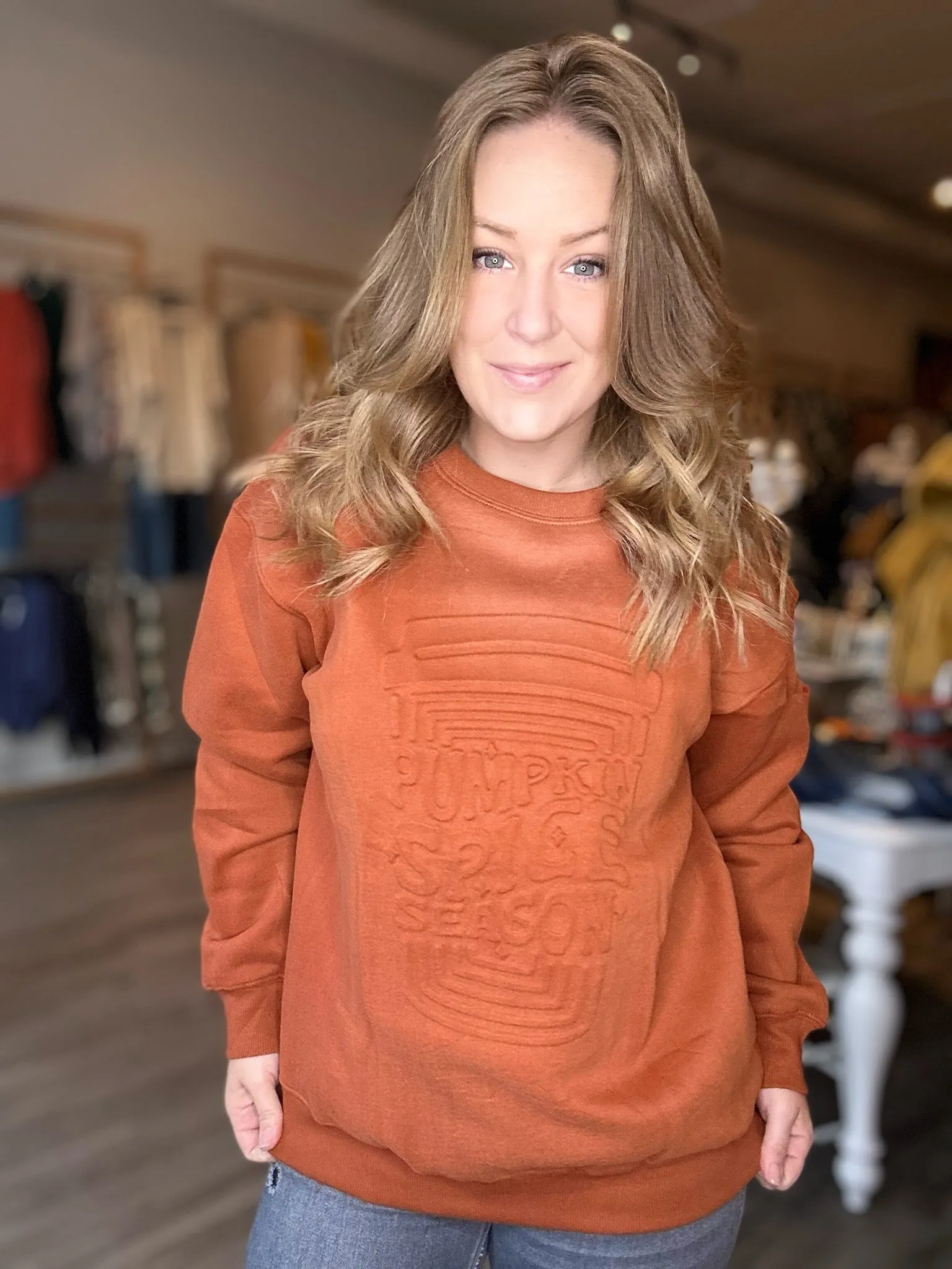 Pumpkin Spice Embossed Sweater