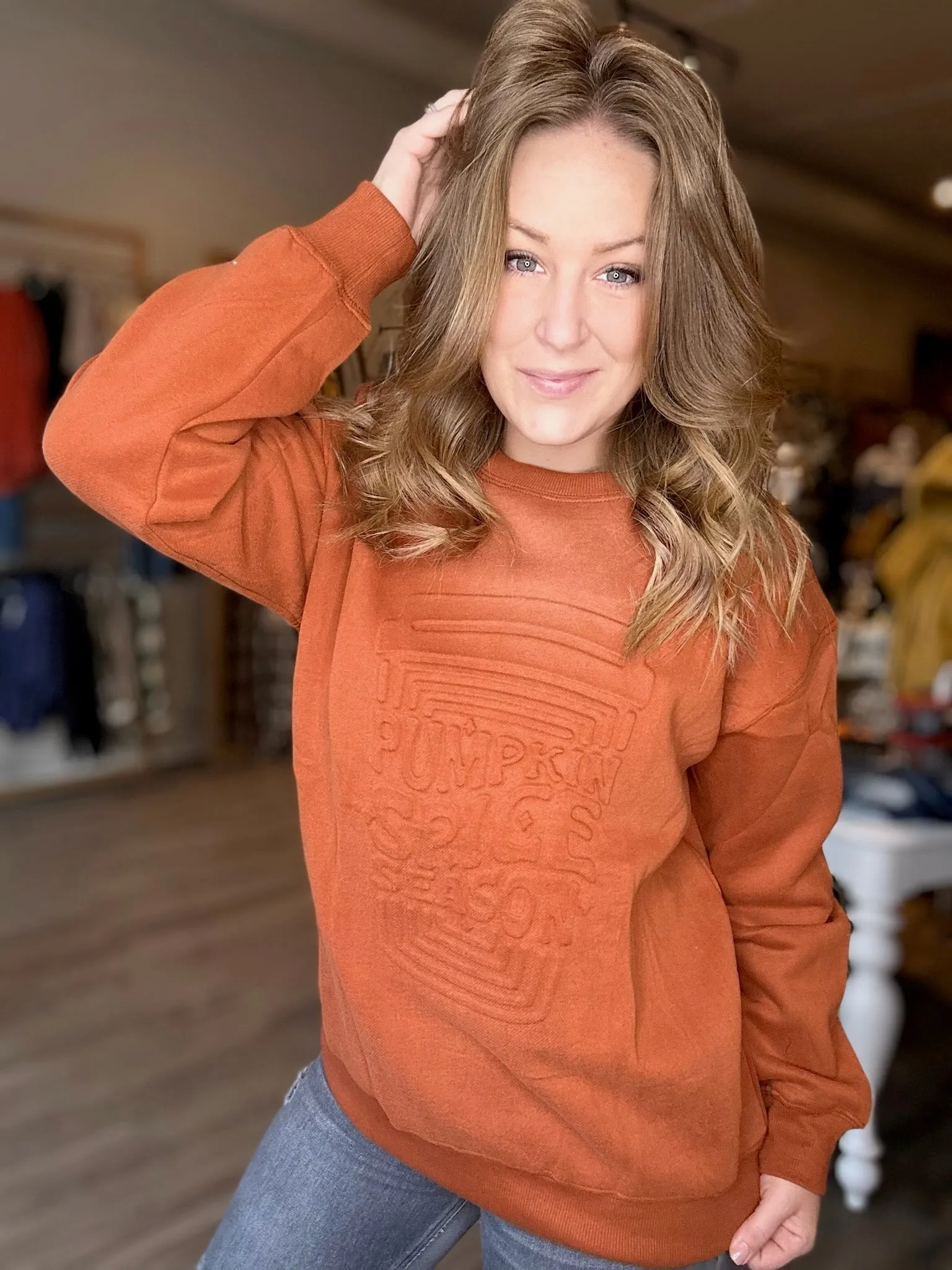 Pumpkin Spice Embossed Sweater
