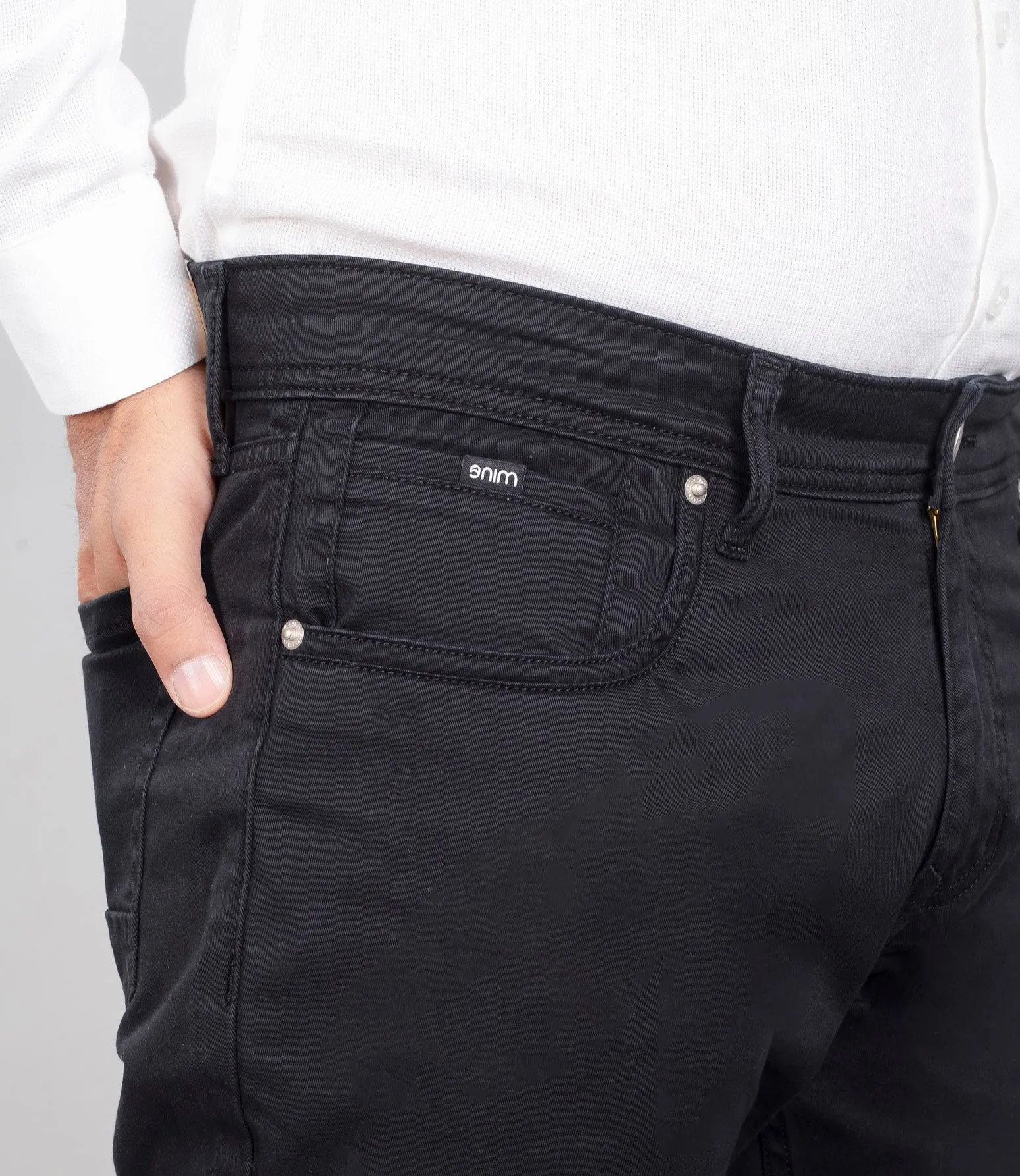 Pure Black Cotton Stretch Jeanos