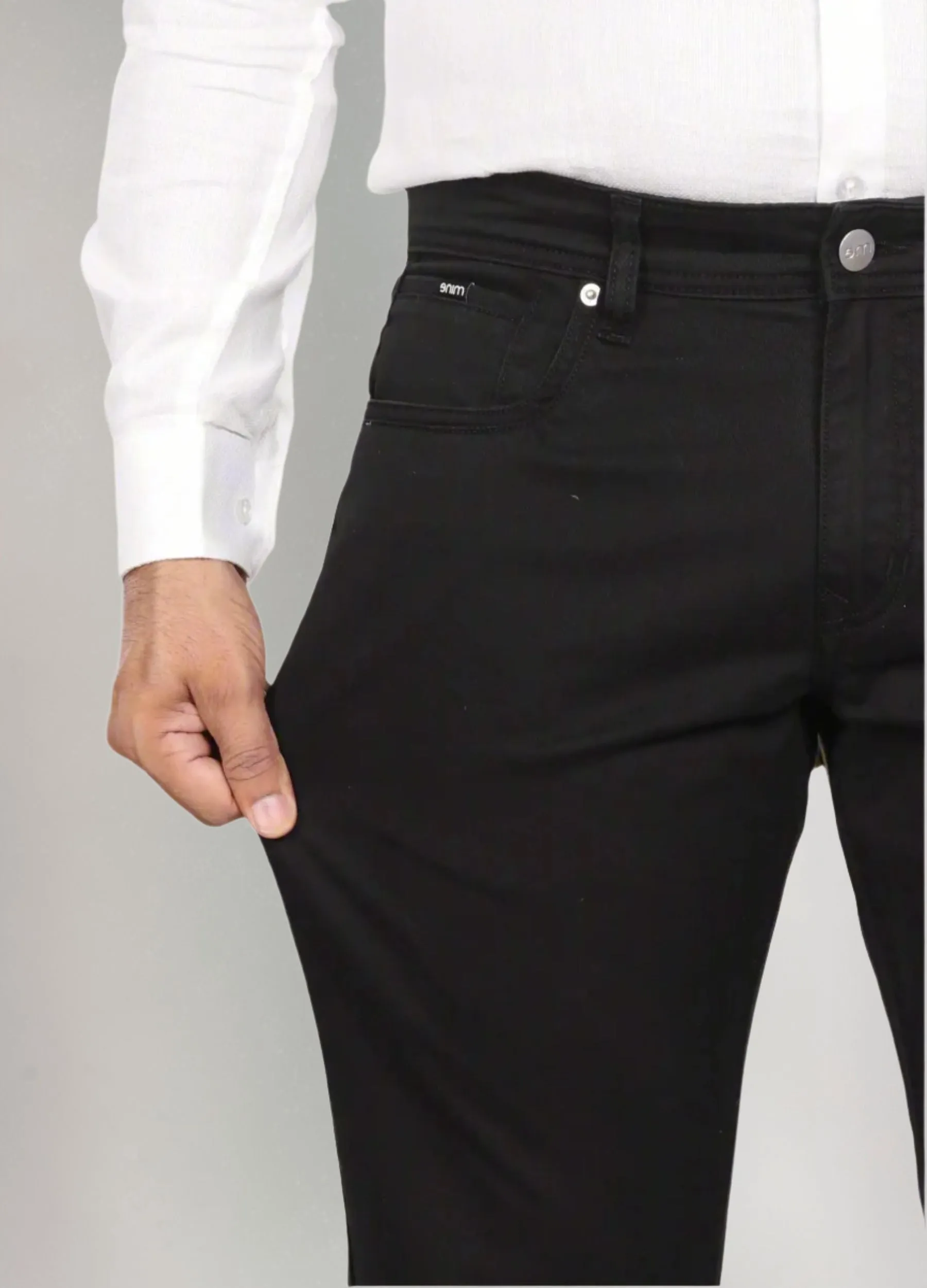 Pure Black Cotton Stretch Jeanos
