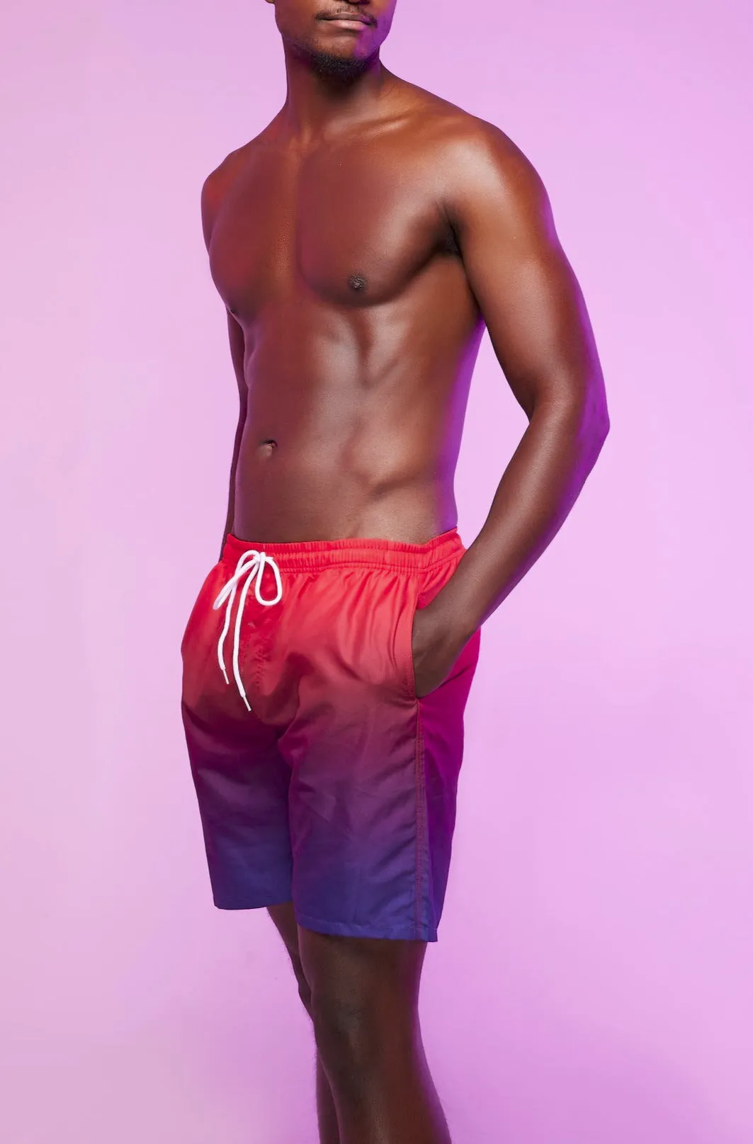 Purple Horizon Couple Swimwear Mesh Dress & Trunk Set (Pre-Order)